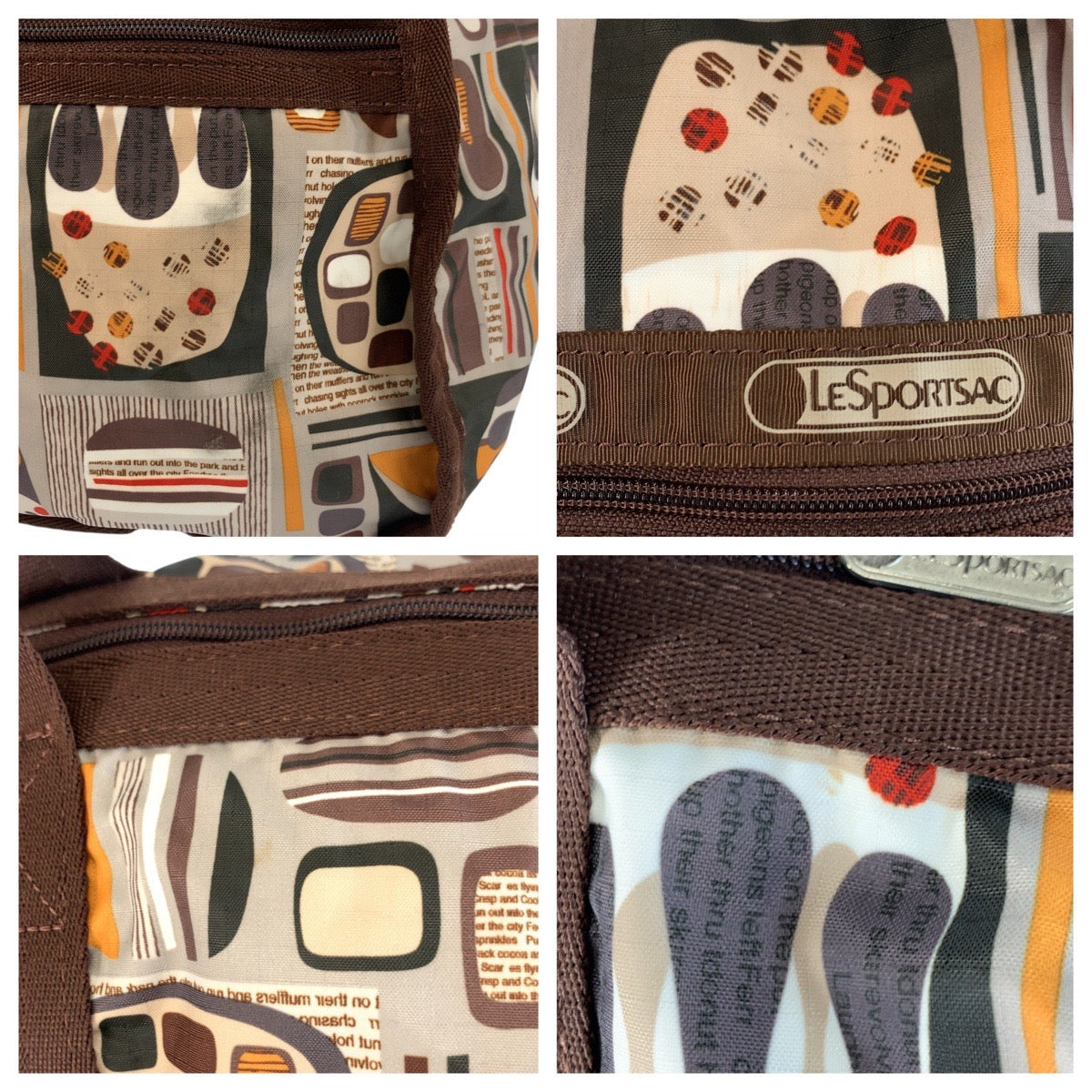 21272
LeSportsac レスポートサック ブラウン マルチカラー ナイロン ボストンバッグ ハンドバッグ レディース AB