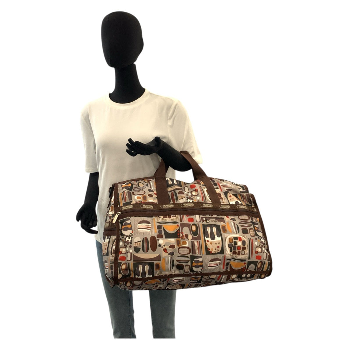 21272
LeSportsac レスポートサック ブラウン マルチカラー ナイロン ボストンバッグ ハンドバッグ レディース AB