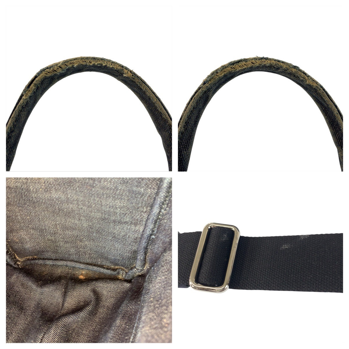 21273
PRADA プラダ ビジュー カナパ 三角ロゴプレート ネイビー ブルー シルバー金具 デニム トートバッグ ショルダーバッグ 2way レディース AB