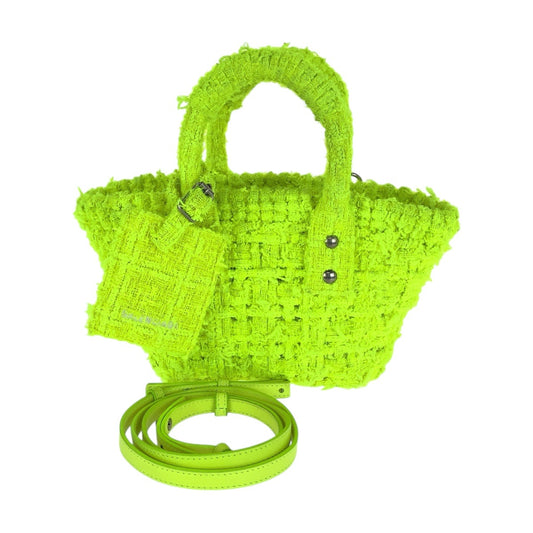 21274
BALENCIAGA バレンシアガ ビストロXXS ネオンイエロー シルバー金具 ツイード / レザー 678028 ハンドバッグ ショルダーバッグ バスケット レディース ABP