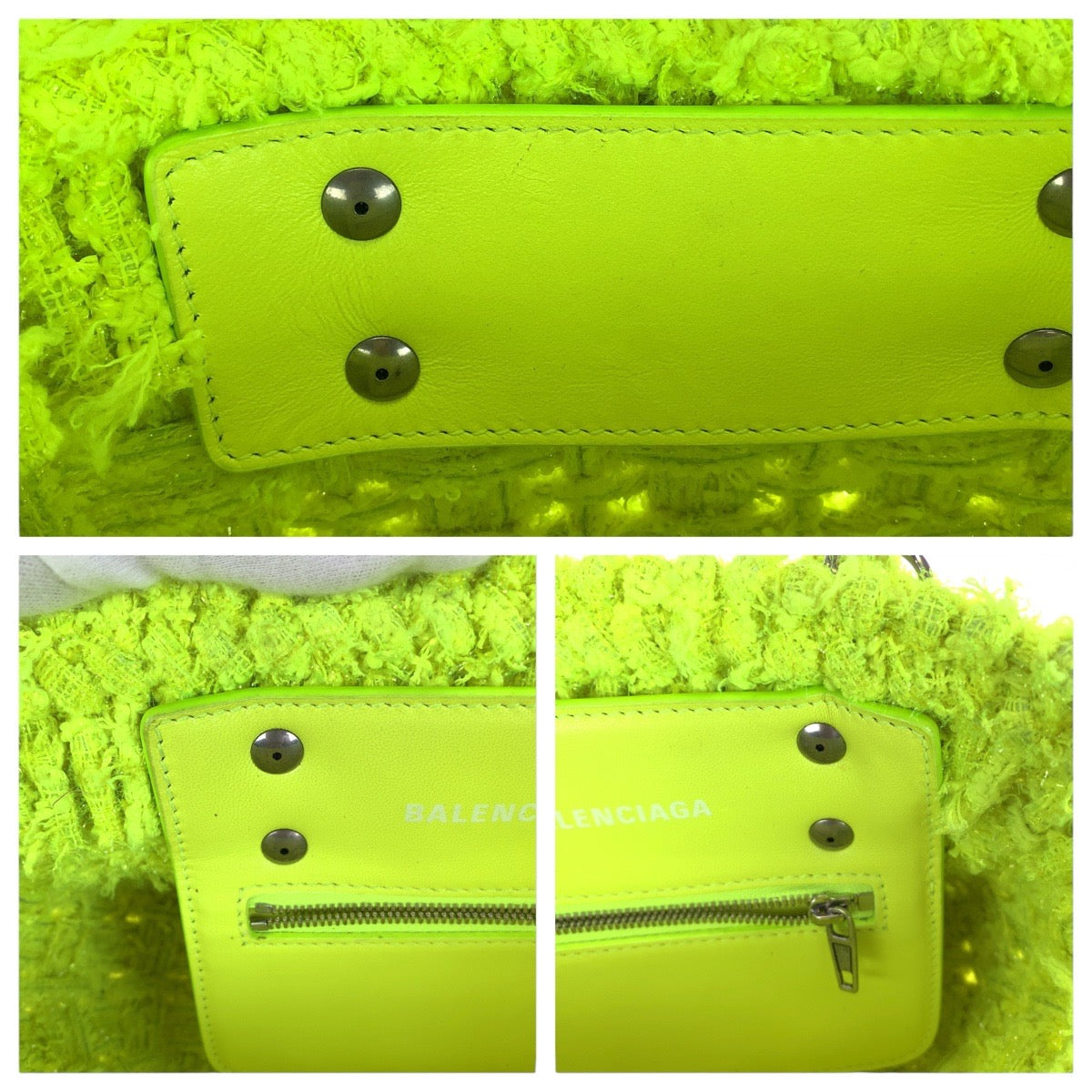 21274
BALENCIAGA バレンシアガ ビストロXXS ネオンイエロー シルバー金具 ツイード / レザー 678028 ハンドバッグ ショルダーバッグ バスケット レディース ABP