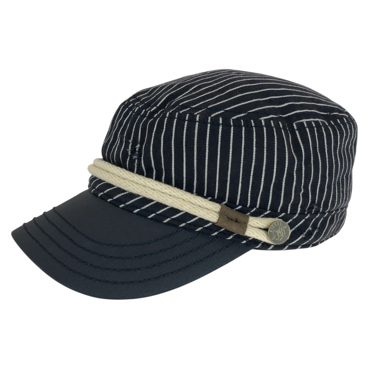 21277
DIESEL ディーゼル ネイビー ホワイト コットン / 牛革 キャスケット メンズ ABP