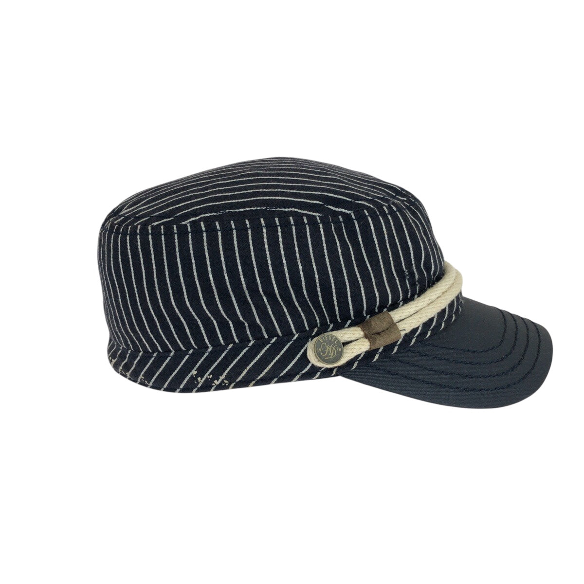 21277
DIESEL ディーゼル ネイビー ホワイト コットン / 牛革 キャスケット メンズ ABP