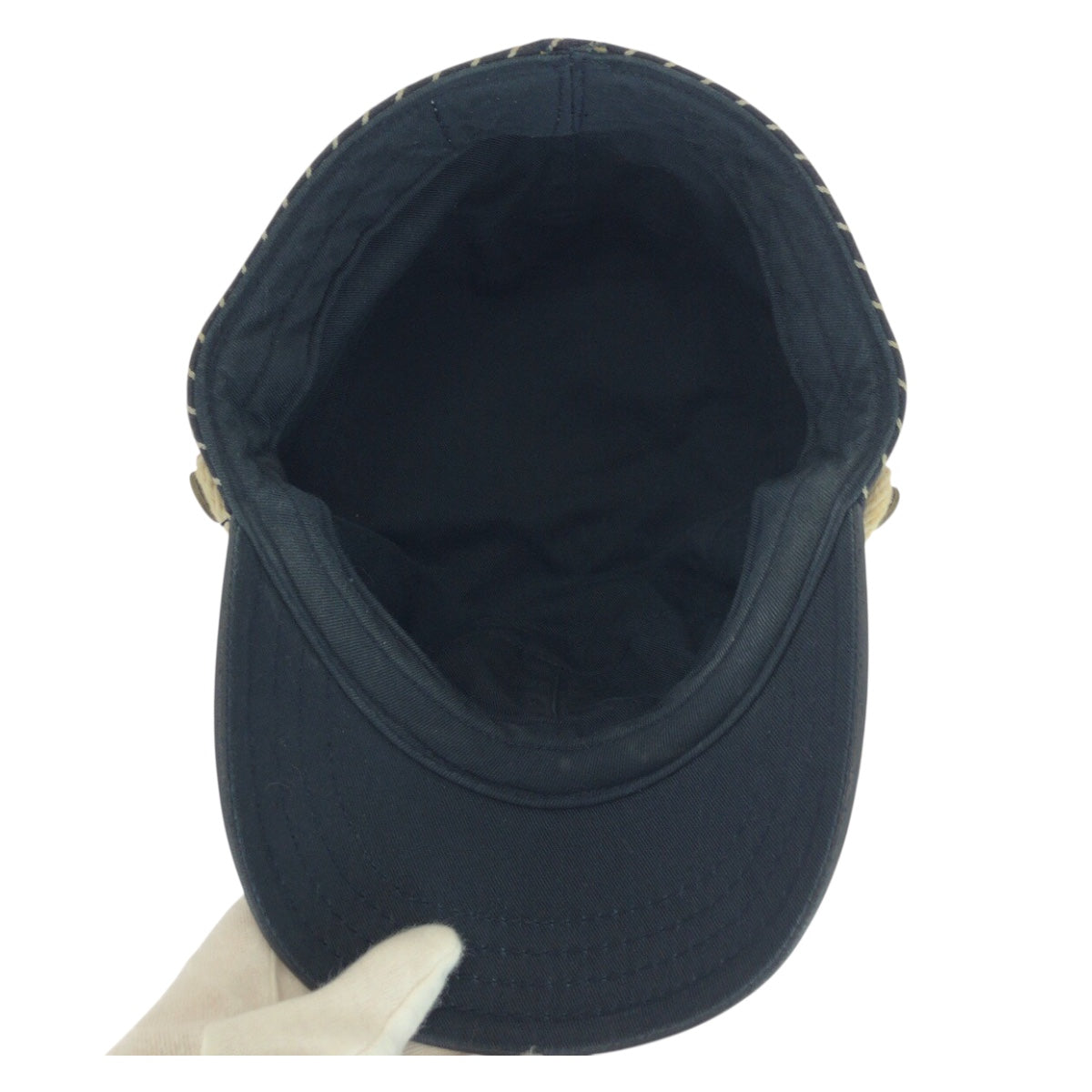 21277
DIESEL ディーゼル ネイビー ホワイト コットン / 牛革 キャスケット メンズ ABP