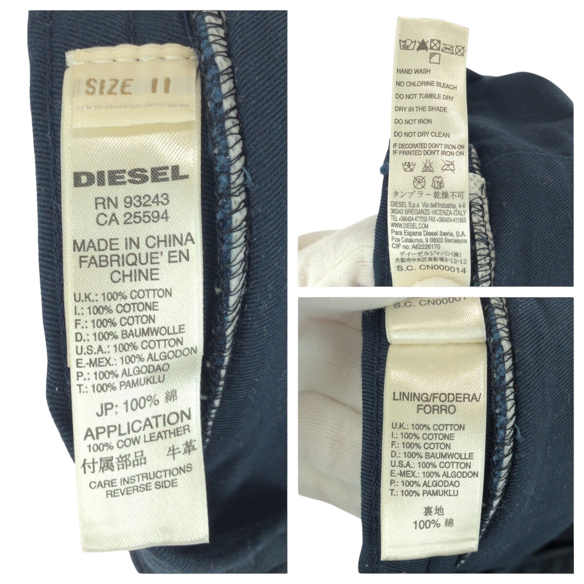 21277
DIESEL ディーゼル ネイビー ホワイト コットン / 牛革 キャスケット メンズ ABP