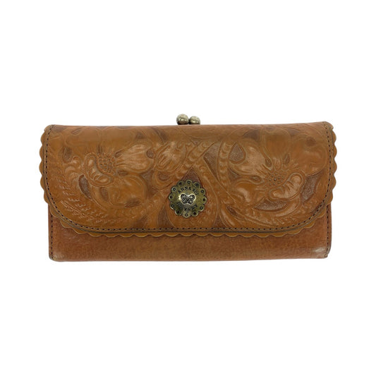 21279
ANNA SUI アナスイ 花柄 ブラウン ゴールド金具 レザー 長財布 ロングウォレット レディース AB