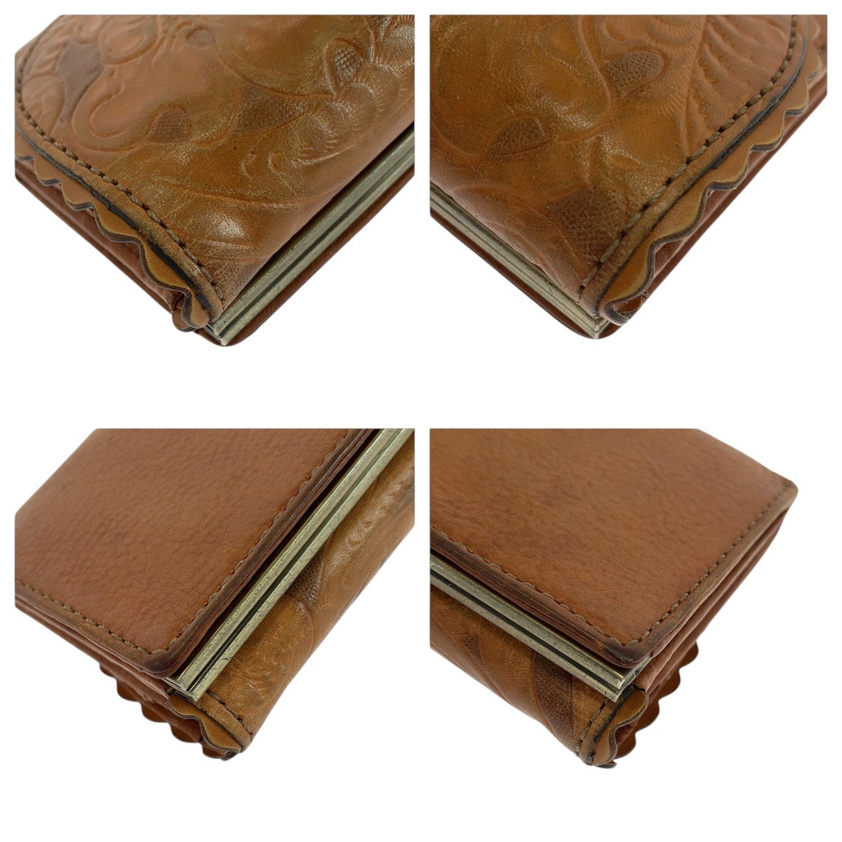 21279
ANNA SUI アナスイ 花柄 ブラウン ゴールド金具 レザー 長財布 ロングウォレット レディース AB