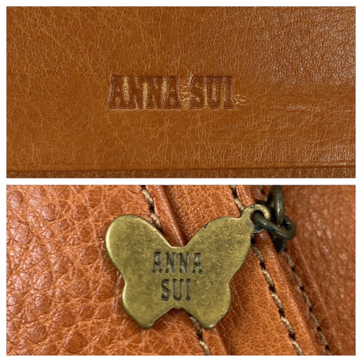 21279
ANNA SUI アナスイ 花柄 ブラウン ゴールド金具 レザー 長財布 ロングウォレット レディース AB