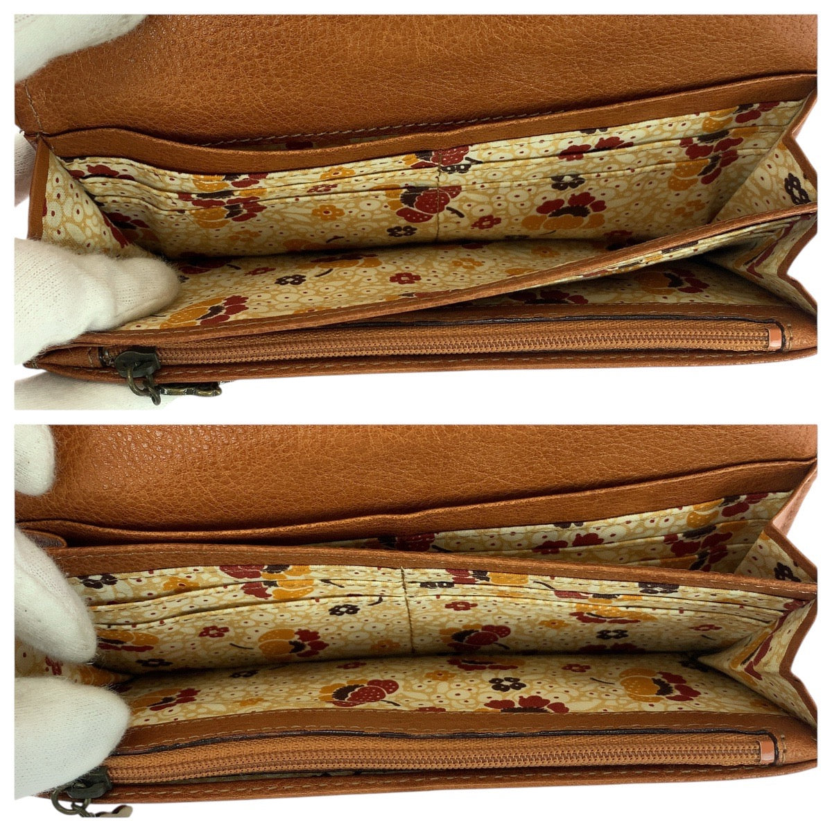 21279
ANNA SUI アナスイ 花柄 ブラウン ゴールド金具 レザー 長財布 ロングウォレット レディース AB