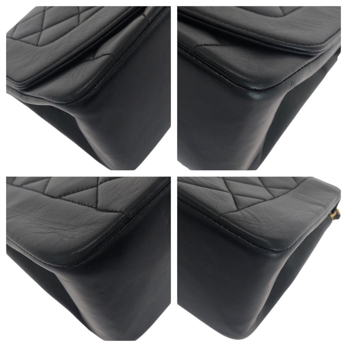 21282
CHANEL シャネル ヴィンテージ マトラッセ ダイアナフラップ ココマーク ブラック 黒 ゴールド金具 ラムスキン ショルダーバッグ チェーンショルダーバッグ レディース A420