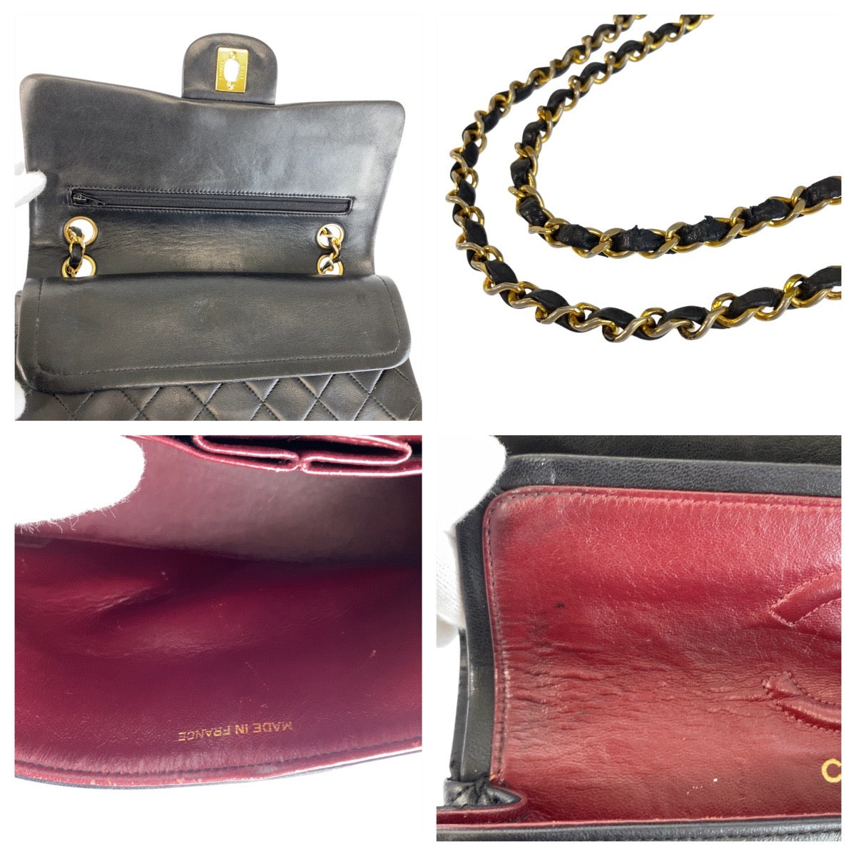 21284
CHANEL シャネル ヴィンテージ マトラッセ ココマーク ターンロック ダブルフラップ ブラック 黒 ゴールド金具 レザー チェーンショルダーバッグ レディース AB290