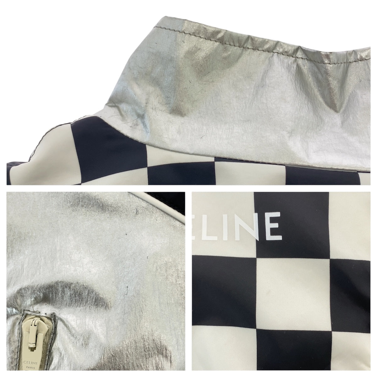 21285
CELINE セリーヌ ルーズチェッカーボードブールブルゾン サイズ46 シルバー ブラック ホワイト ナイロン / ポリエステル / レーヨン 2W420819L ナイロンジャケット アウター メンズ A900