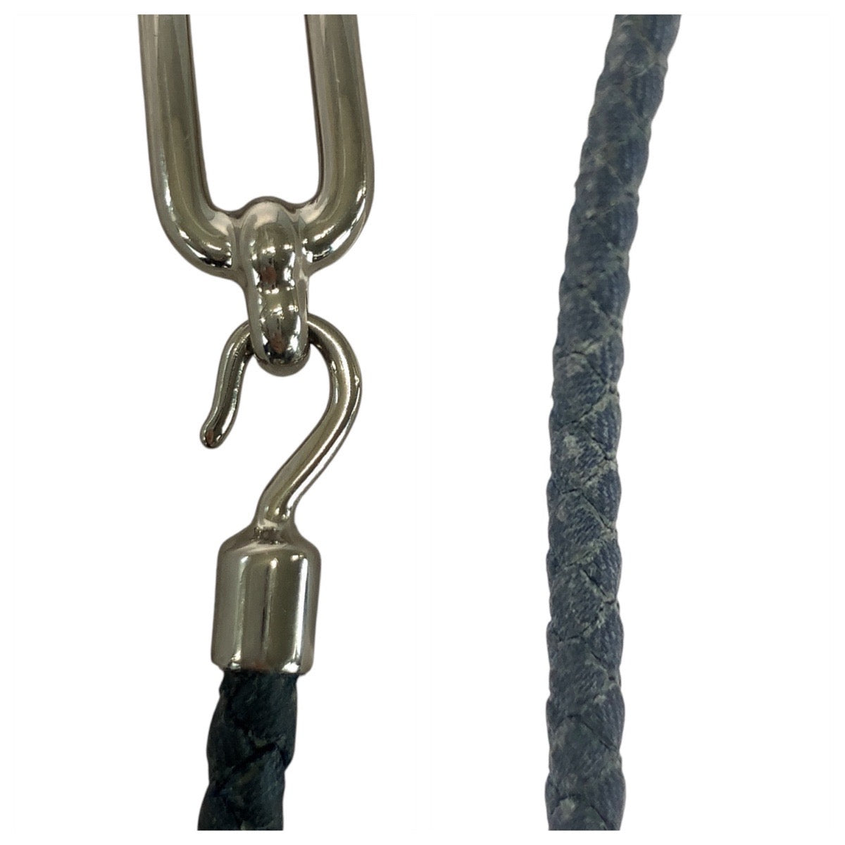 21289
HERMES エルメス ルリ ブラック 黒 シルバー レザー / メタル 071727F ブレスレット レディース ABP35