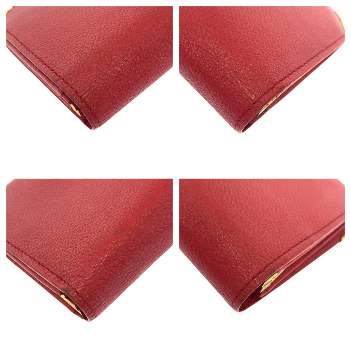 21294
SAINT LAURENT サンローラン YSL レッド ゴールド金具 レザー 長財布 ロングウォレット レディース AB14