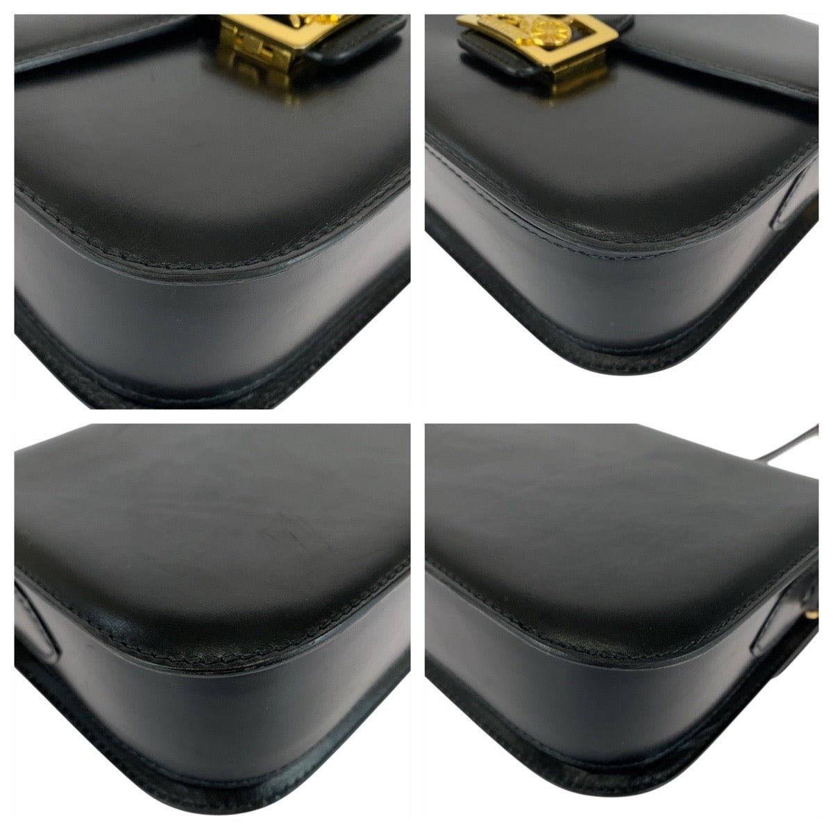 21295
CELINE セリーヌ ヴィンテージ 馬車金具 ホースキャリッジ ブラック 黒 ゴールド金具 レザー JT06 ショルダーバッグ ポシェット レディース A78