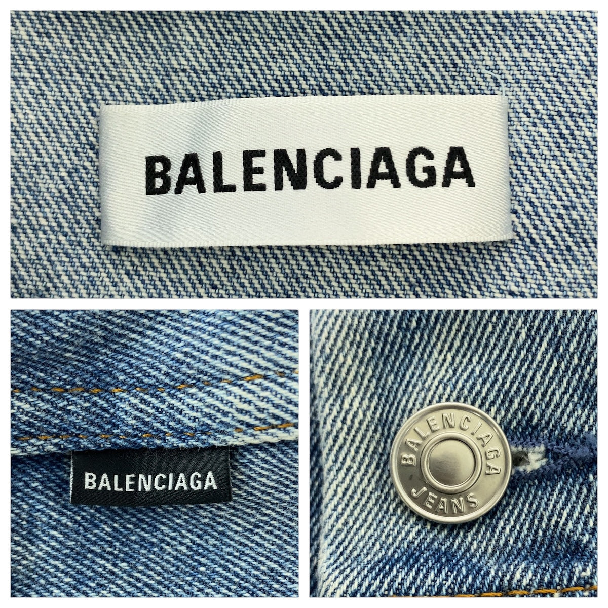 21297
BALENCIAGA バレンシアガ バックロゴ サイズ34 ライトブルー デニム コットン / ポリエステル 571449 デニムジャケット アウター メンズ ABP68