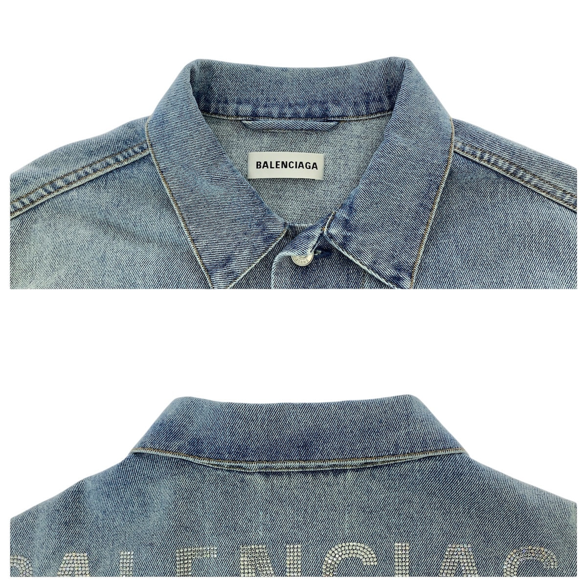 21297
BALENCIAGA バレンシアガ バックロゴ サイズ34 ライトブルー デニム コットン / ポリエステル 571449 デニムジャケット アウター メンズ ABP68