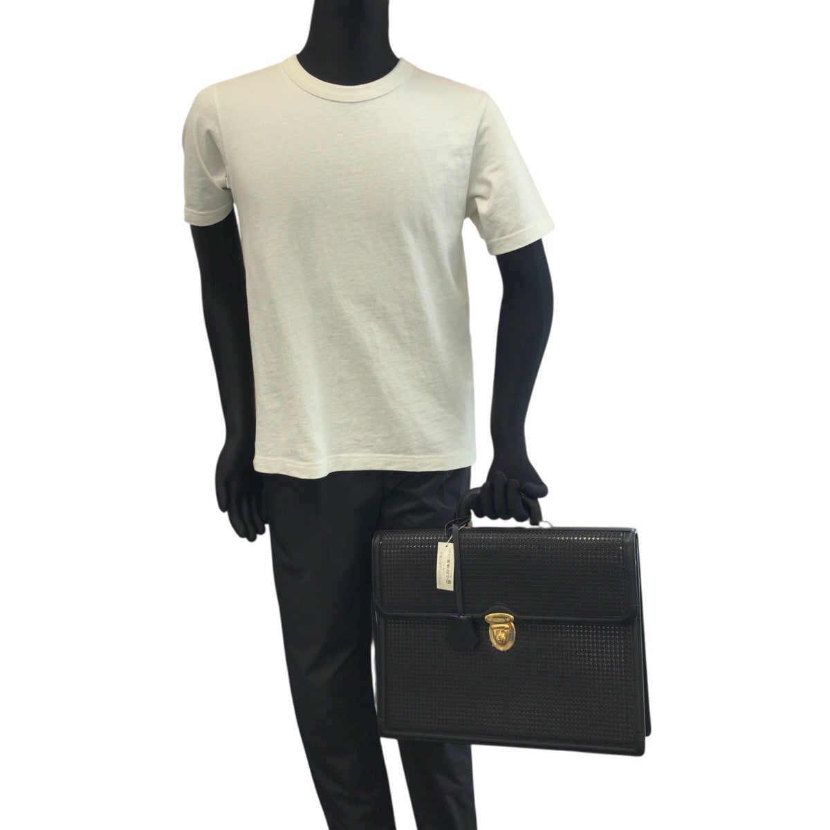 21299
INDENYA 印傳屋 HAYATO 隼人 千鳥格子柄 ブラック 黒 ゴールド金具 レザー ビジネスバッグ ブリーフケース メンズ SA63