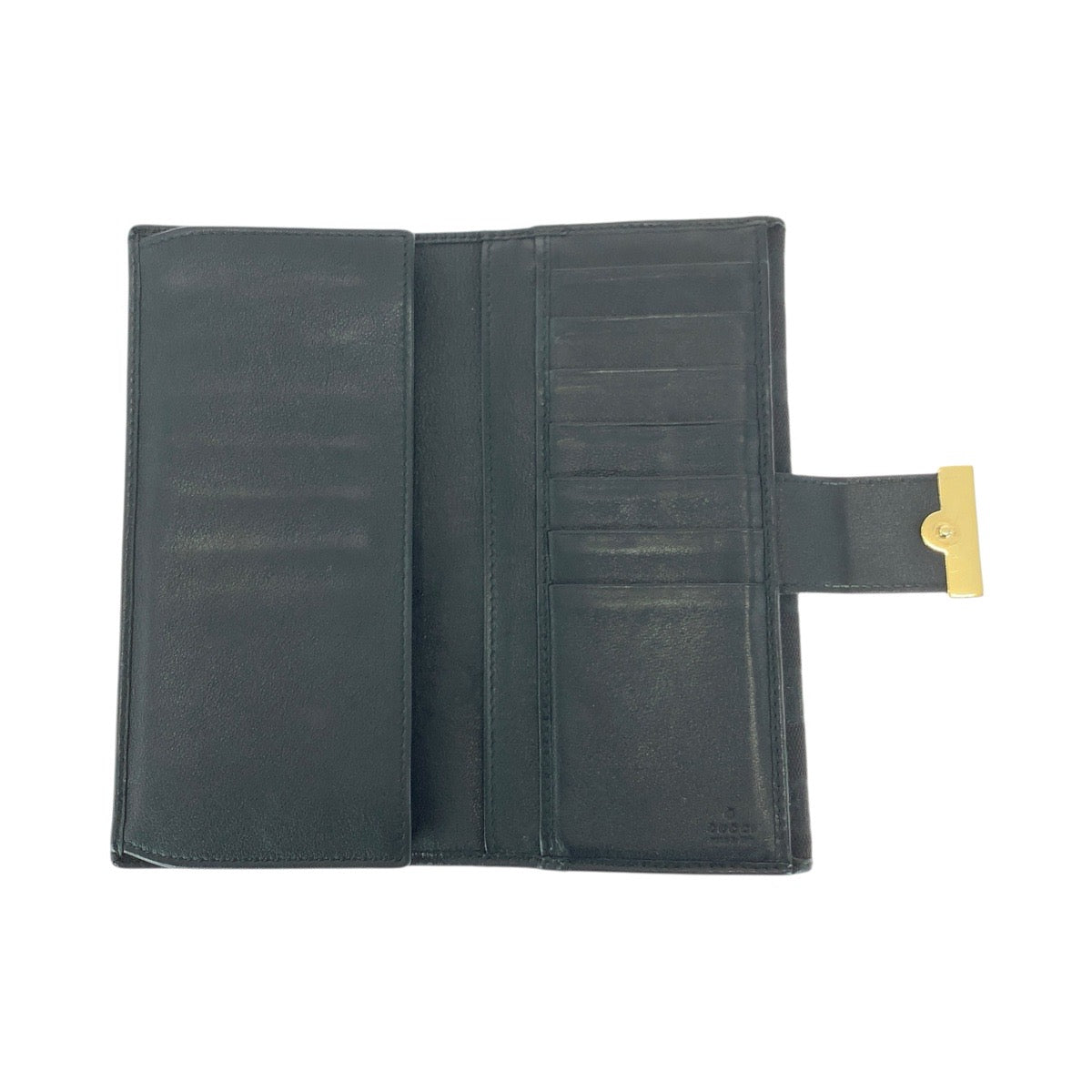 21304
GUCCI グッチ ブラック 黒 ゴールド金具 GGキャンバス 212089 長財布 ロングウォレット レディース AB8
