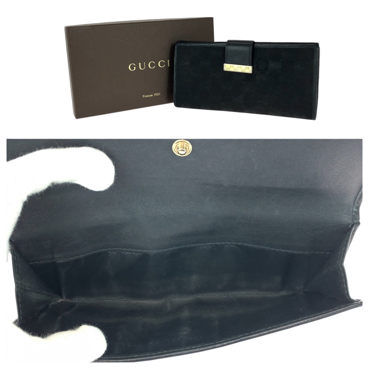 21304
GUCCI グッチ ブラック 黒 ゴールド金具 GGキャンバス 212089 長財布 ロングウォレット レディース AB8
