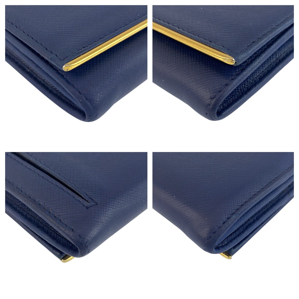 21305
PRADA プラダ サフィアーノ ブルー ゴールド金具 レザー 長財布 ロングウォレット レディース AB23