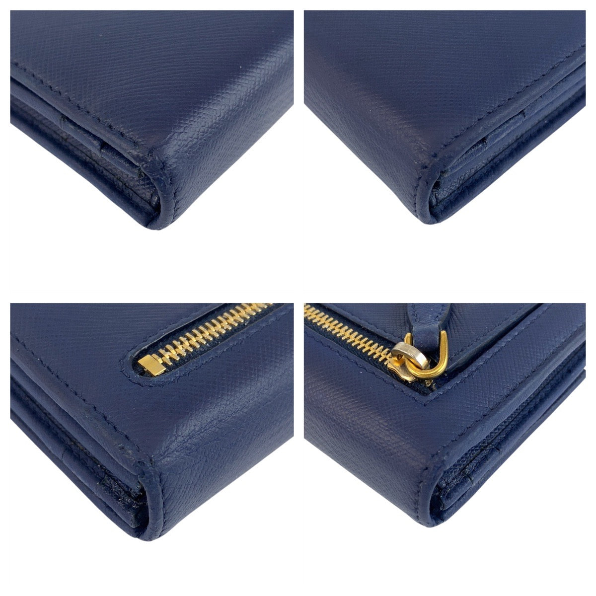 21305
PRADA プラダ サフィアーノ ブルー ゴールド金具 レザー 長財布 ロングウォレット レディース AB23