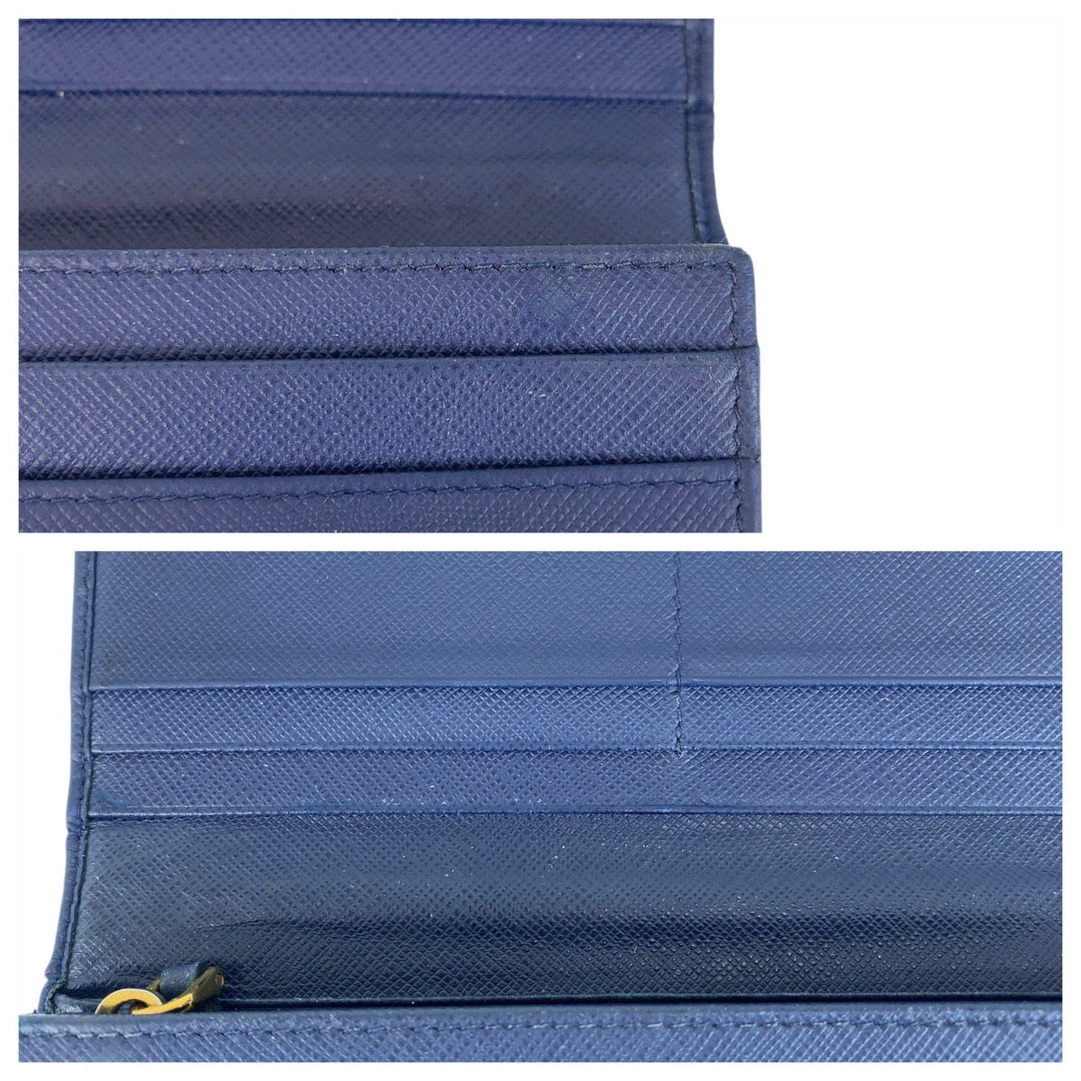 21305
PRADA プラダ サフィアーノ ブルー ゴールド金具 レザー 長財布 ロングウォレット レディース AB23