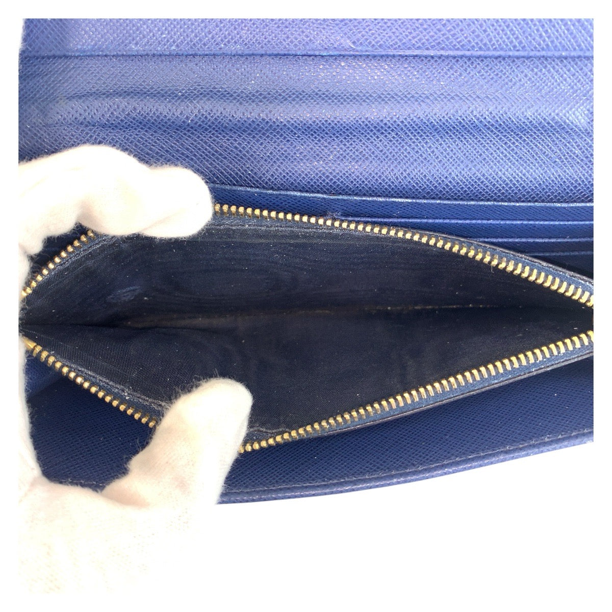 21305
PRADA プラダ サフィアーノ ブルー ゴールド金具 レザー 長財布 ロングウォレット レディース AB23