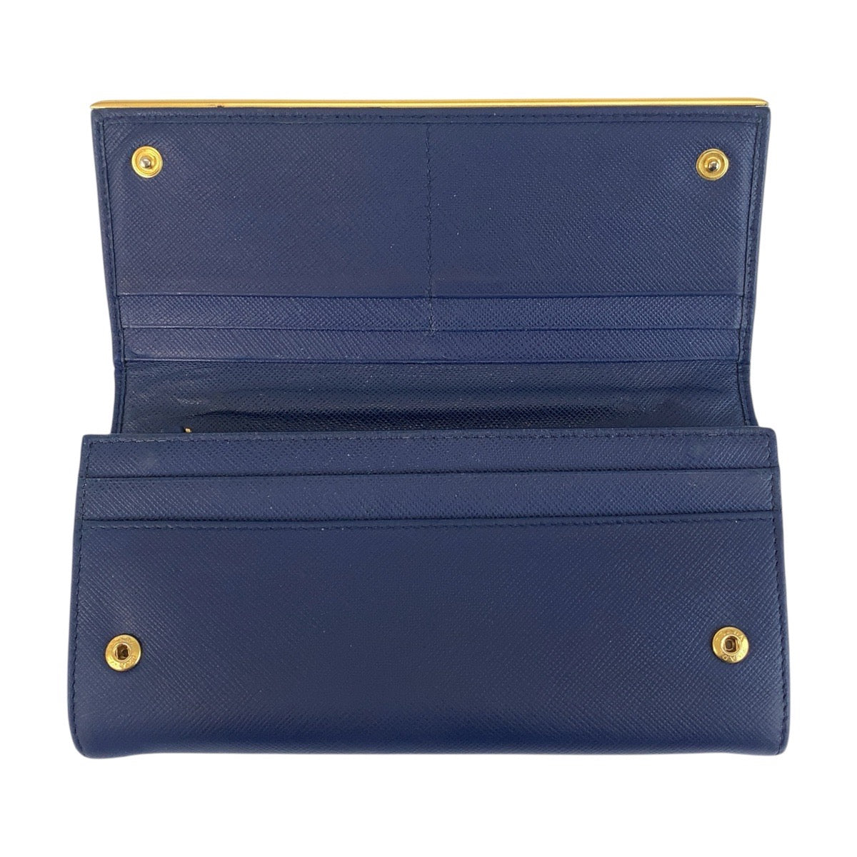 21305
PRADA プラダ サフィアーノ ブルー ゴールド金具 レザー 長財布 ロングウォレット レディース AB23