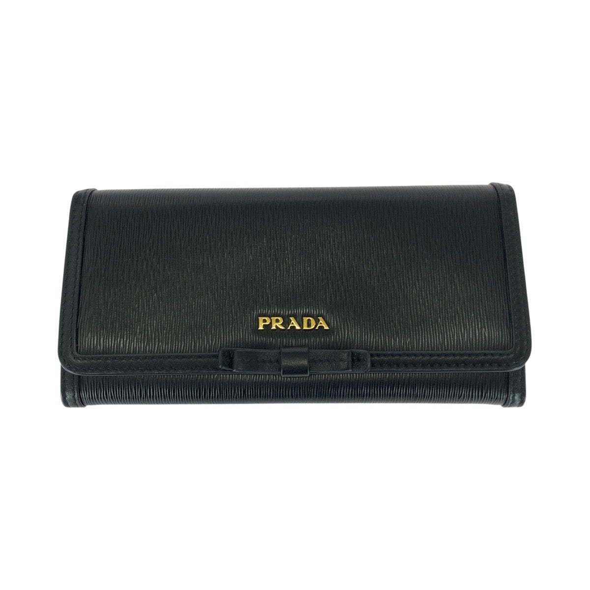21306
PRADA プラダ ブラック 黒 ゴールド金具 レザー 長財布 ロングウォレット レディース A23