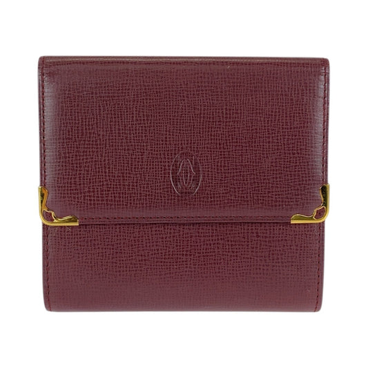 21309
CARTIER カルティエ ヴィンテージ マストライン Wホック ワインレッド ゴールド金具 レザー 折財布 コンパクトウォレット レディース ABP