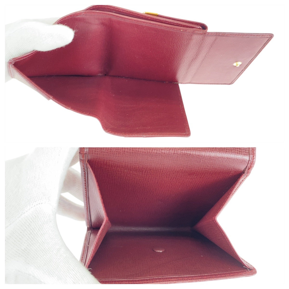 21309
CARTIER カルティエ ヴィンテージ マストライン Wホック ワインレッド ゴールド金具 レザー 折財布 コンパクトウォレット レディース ABP