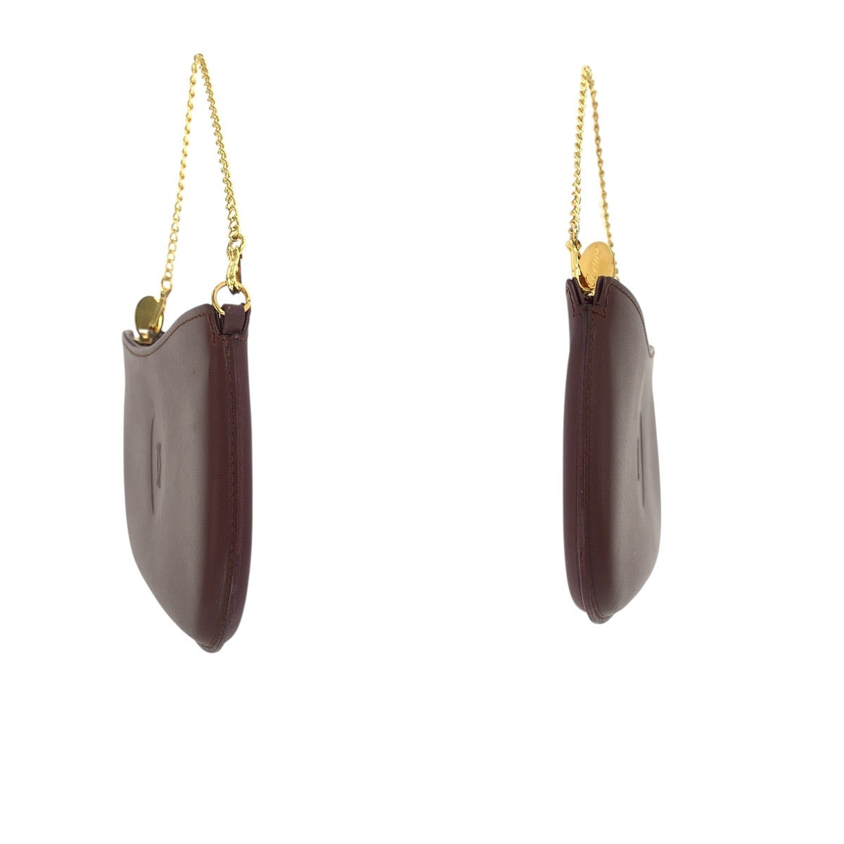 21310
CARTIER カルティエ マストライン ワインレッド ゴールド金具 レザー ハンドバッグ アクセサリーポーチ レディース A14