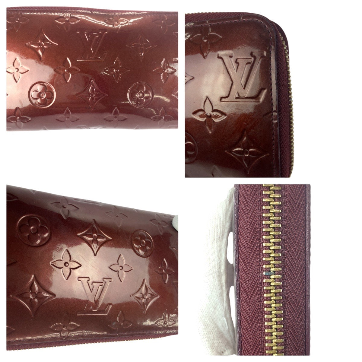 21311
LOUIS VUITTON ルイヴィトン モノグラム ジッピーウォレット ワインレッド ゴールド金具 ヴェルニ M93522 長財布 ラウンドファスナー レディース ABP14