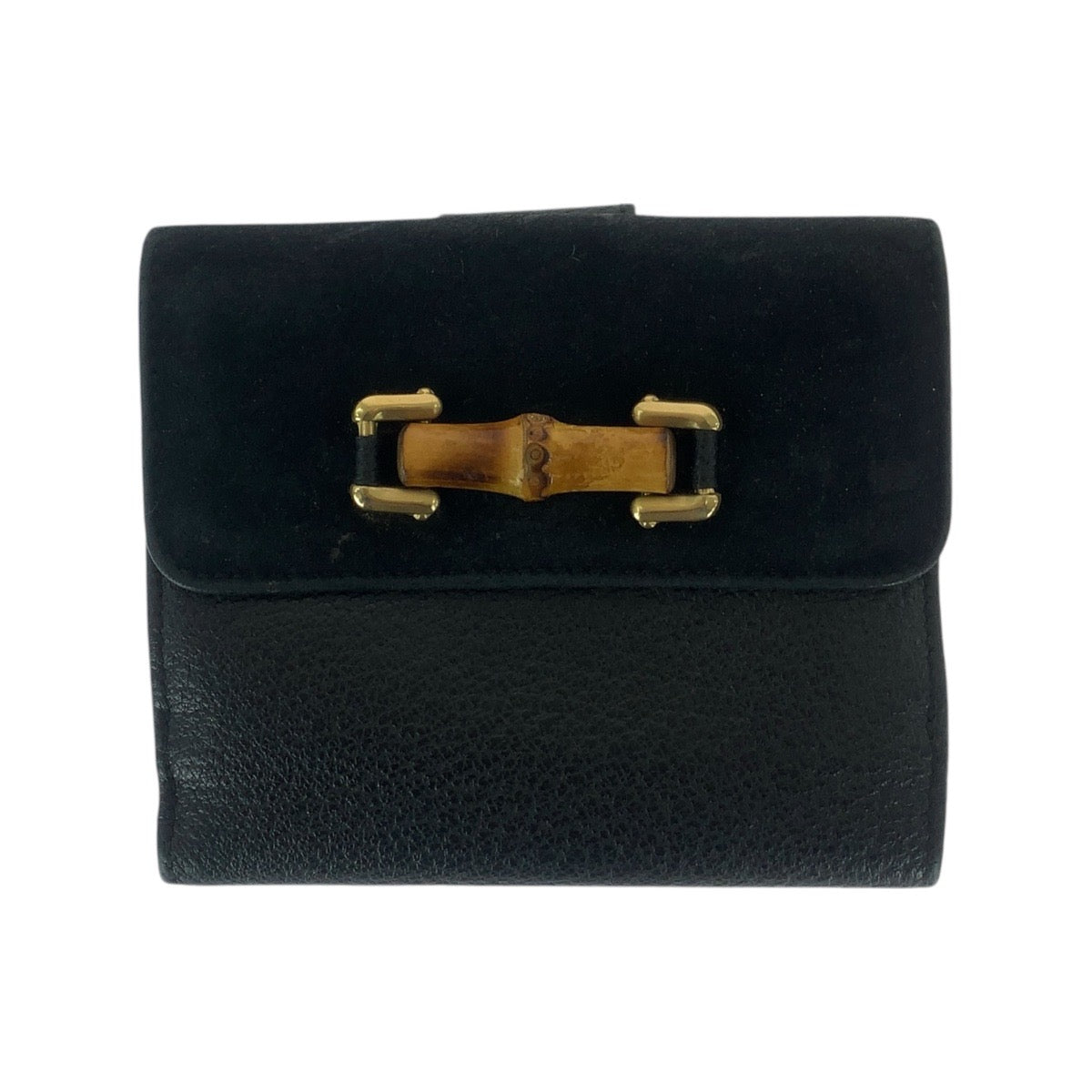 21312
GUCCI グッチ ヴィンテージ バンブー ブラック 黒 ゴールド金具 レザー / スエード 035 1137 1866 0 二つ折り財布 コンパクトウォレット レディース AB