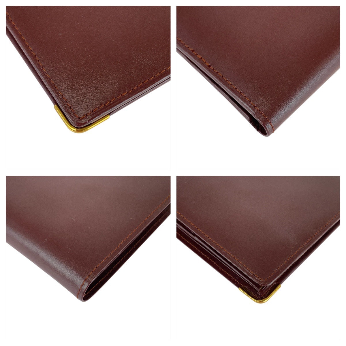 21314
CARTIER カルティエ マストライン ワインレッド ゴールド金具 レザー 折り財布 コンパクトウォレット 男女兼用 レディース ABP9