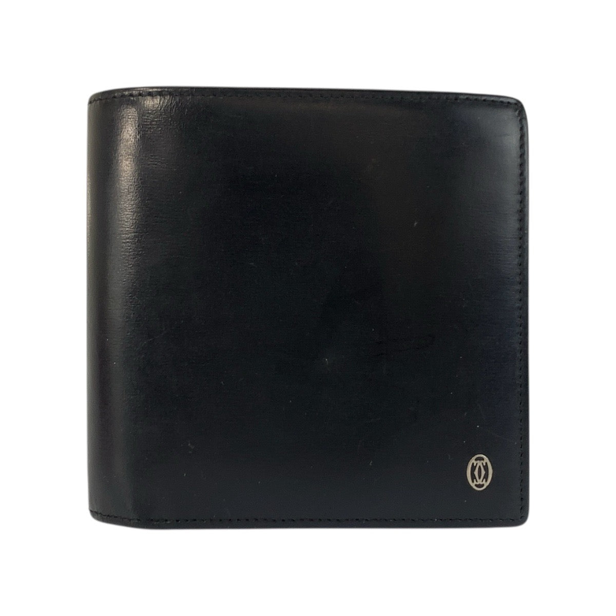 21315
CARTIER カルティエ パシャ ブラック 黒 シルバー金具 レザー 折り財布 コンパクトウォレット メンズ AB