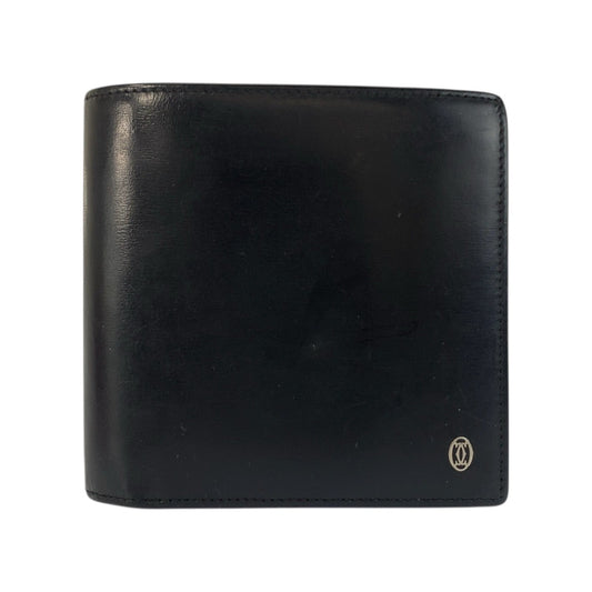 21315
CARTIER カルティエ パシャ ブラック 黒 シルバー金具 レザー 折り財布 コンパクトウォレット メンズ AB