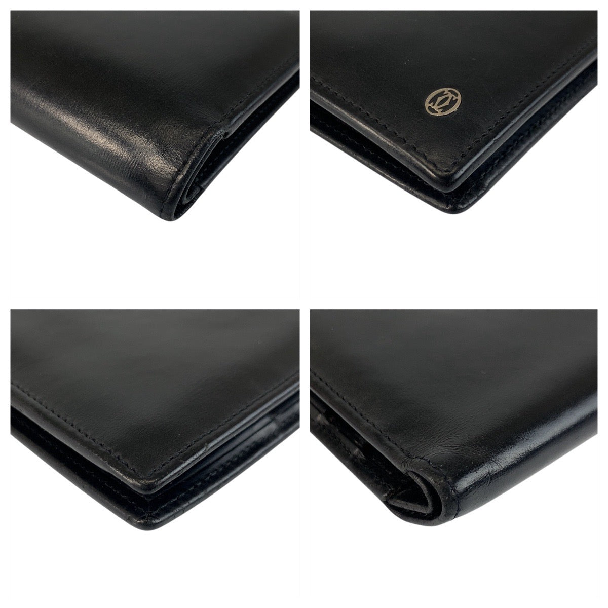 21315
CARTIER カルティエ パシャ ブラック 黒 シルバー金具 レザー 折り財布 コンパクトウォレット メンズ AB