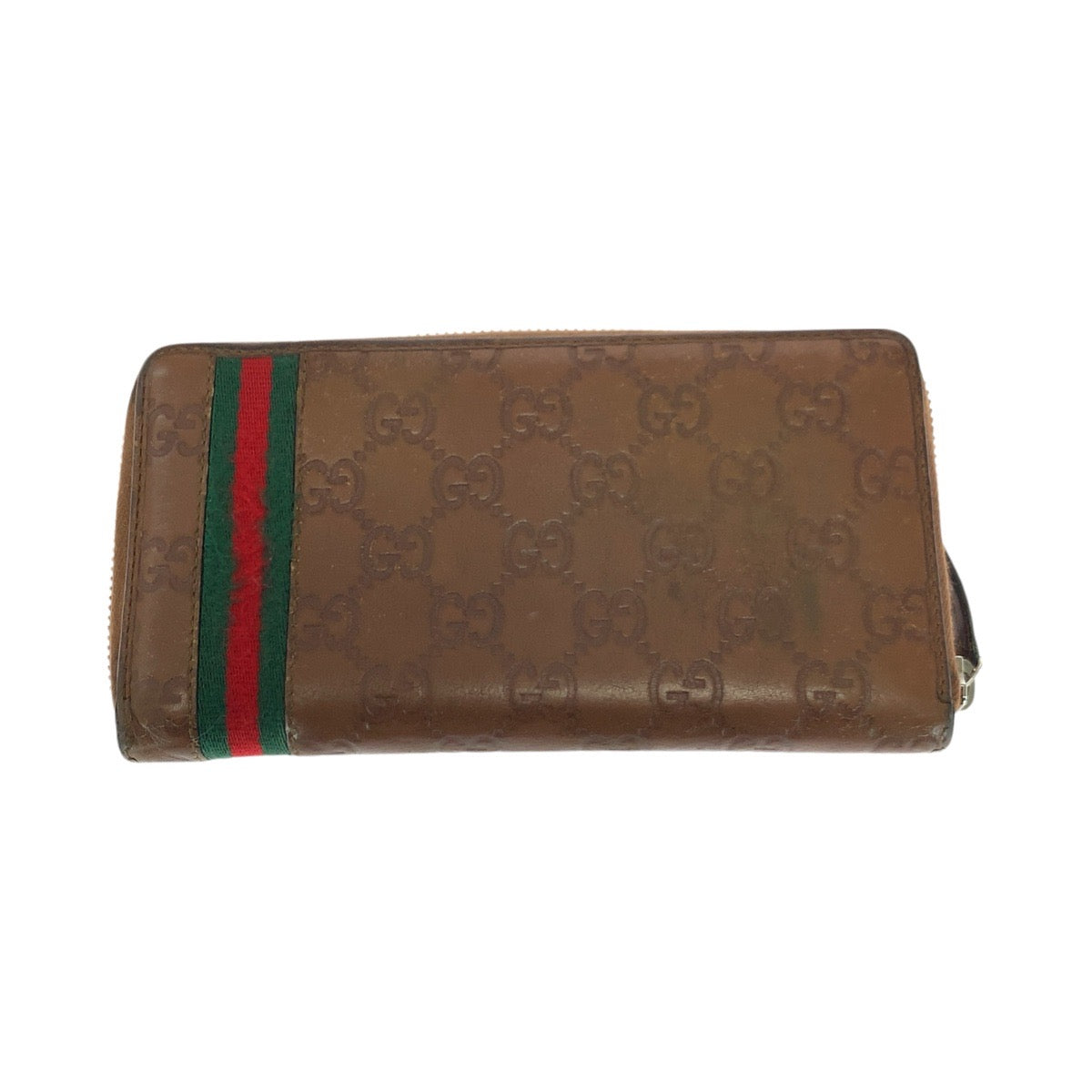 21316
GUCCI グッチ シェリーライン ブラウン シルバー金具 レザー / キャンバス 308009 長財布 ラウンドファスナー レディース ABP