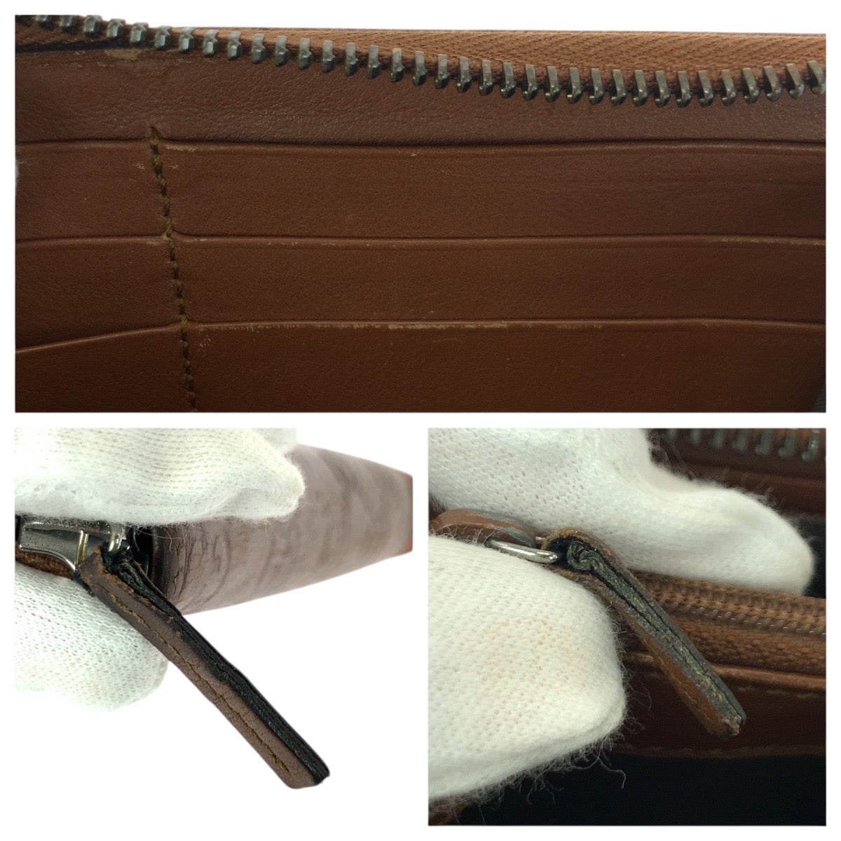 21316
GUCCI グッチ シェリーライン ブラウン シルバー金具 レザー / キャンバス 308009 長財布 ラウンドファスナー レディース ABP