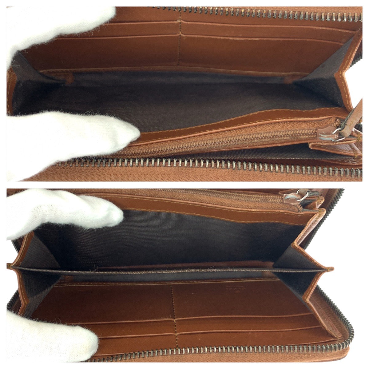 21316
GUCCI グッチ シェリーライン ブラウン シルバー金具 レザー / キャンバス 308009 長財布 ラウンドファスナー レディース ABP