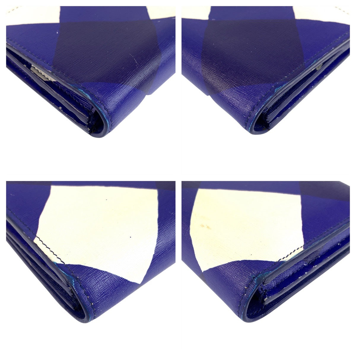 21317
BALENCIAGA バレンシアガ ブルー ホワイト シルバー金具 レザー 長財布 ロングウォレット レディース AB