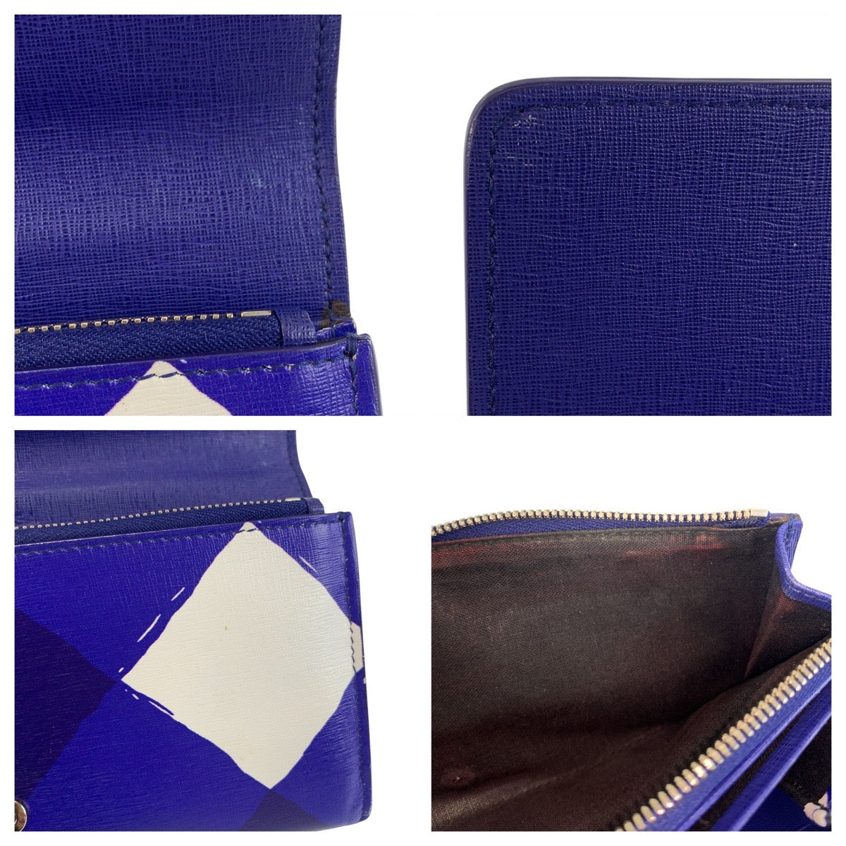 21317
BALENCIAGA バレンシアガ ブルー ホワイト シルバー金具 レザー 長財布 ロングウォレット レディース AB