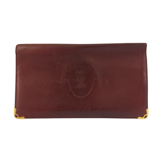 21318
CARTIER カルティエ ヴィンテージ マストライン ボルドー ゴールド金具 レザー 長財布 札入れ ロングウォレット メンズ AB