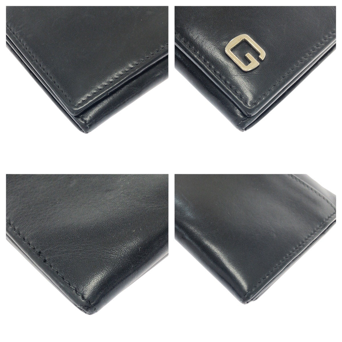 21319
GUCCI グッチ ヴィンテージ ブラック 黒 シルバー金具 レザー 162841 長財布 ロングウォレット メンズ AB