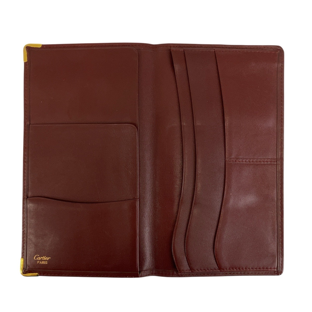 21320
CARTIER カルティエ マストライン ワインレッド ゴールド金具 レザー 札入れ 長財布 ロングウォレット メンズ AB