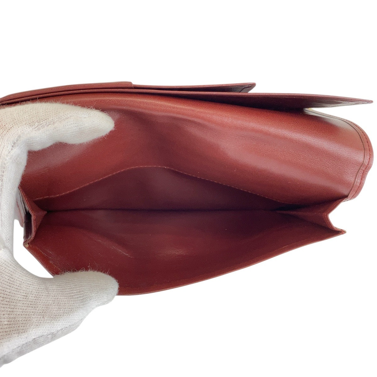 21320
CARTIER カルティエ マストライン ワインレッド ゴールド金具 レザー 札入れ 長財布 ロングウォレット メンズ AB