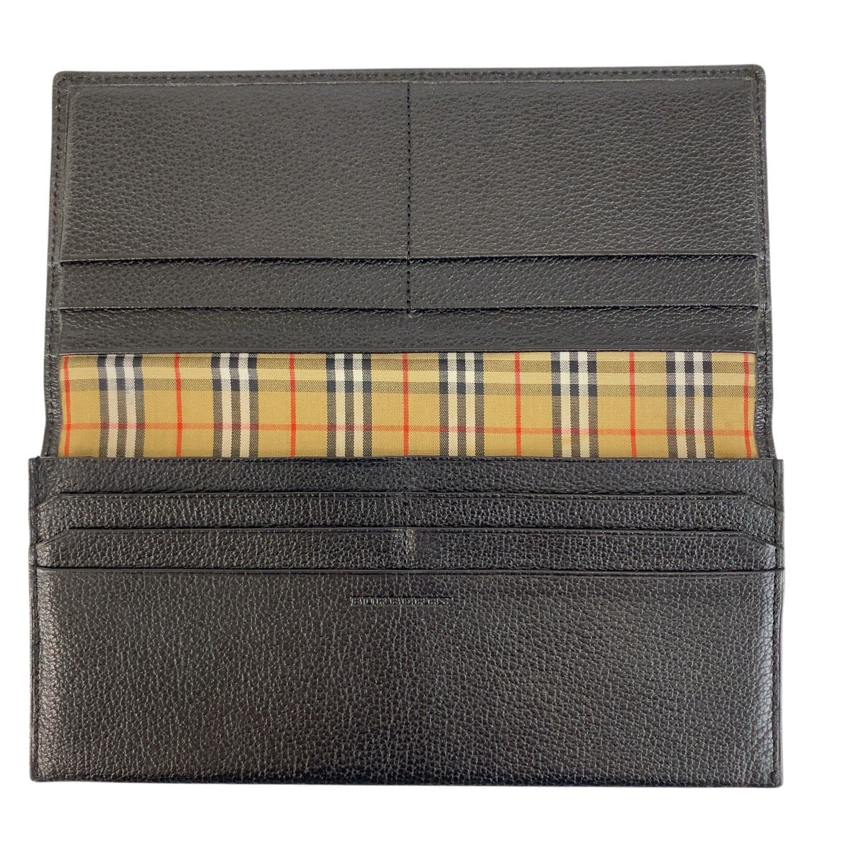 21325
BURBERRY バーバリー チェック柄 ブラック 黒 レザー / キャンバス 札入れ ロングウォレット メンズ ABP