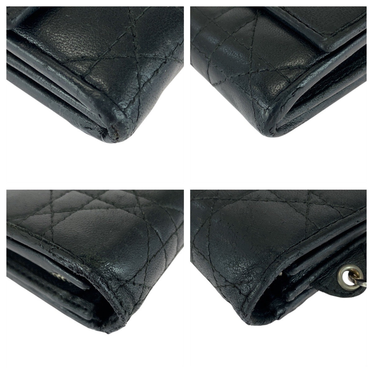 21331
Christian Dior クリスチャンディオール カナージュ ブラック 黒 シルバー金具 レザー MC0028 長財布 ロングウォレット レディース AB